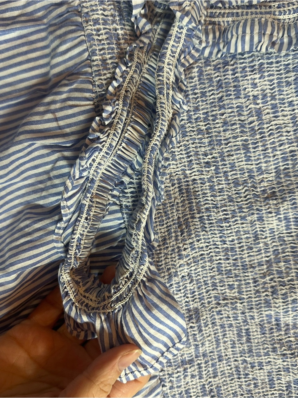 J. Crew Blue Striped Smocked Madi Dress - Picture 9 of 10